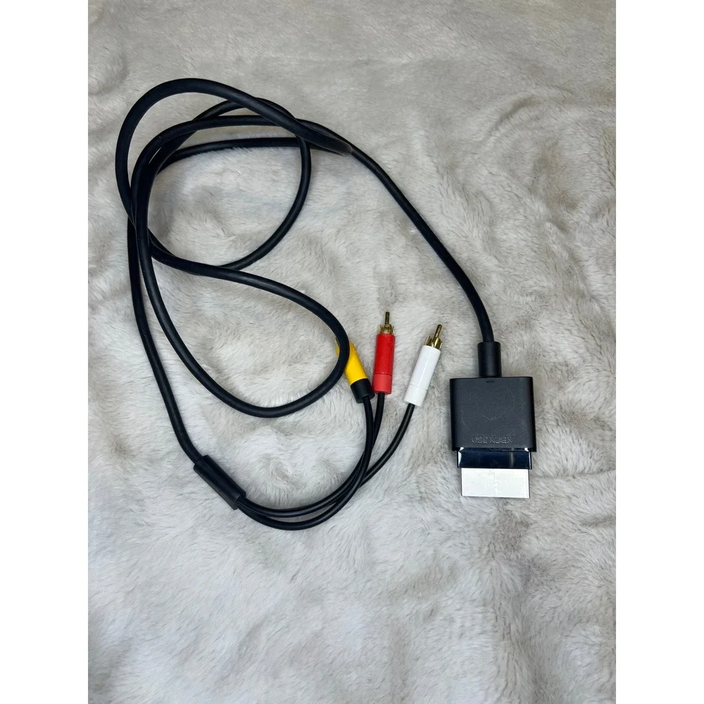 Microsoft Xbox 360 AV Cable RCA Composite Video Audio Connector Black OS